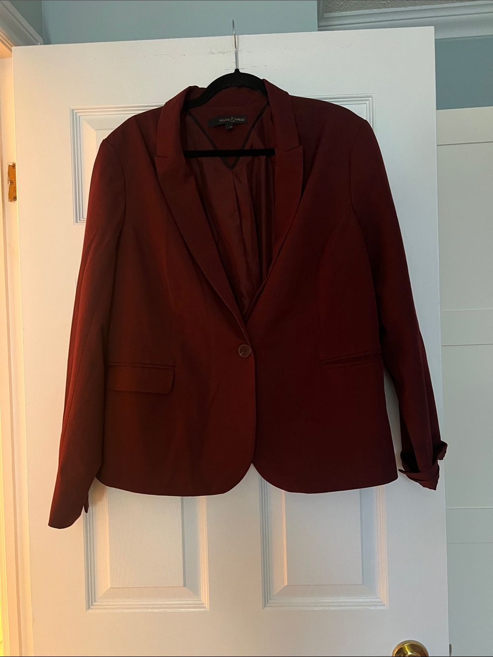 Worthington Women's Burgundy Single-Button Blazer